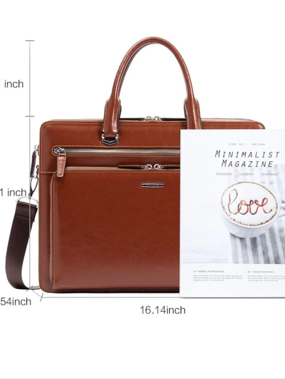 BOSTANTEN Briefcases Messenger Bag Genuine Leather Laptop Bag 15.6 inch